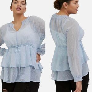 Women's Light blue polka dot sheer top